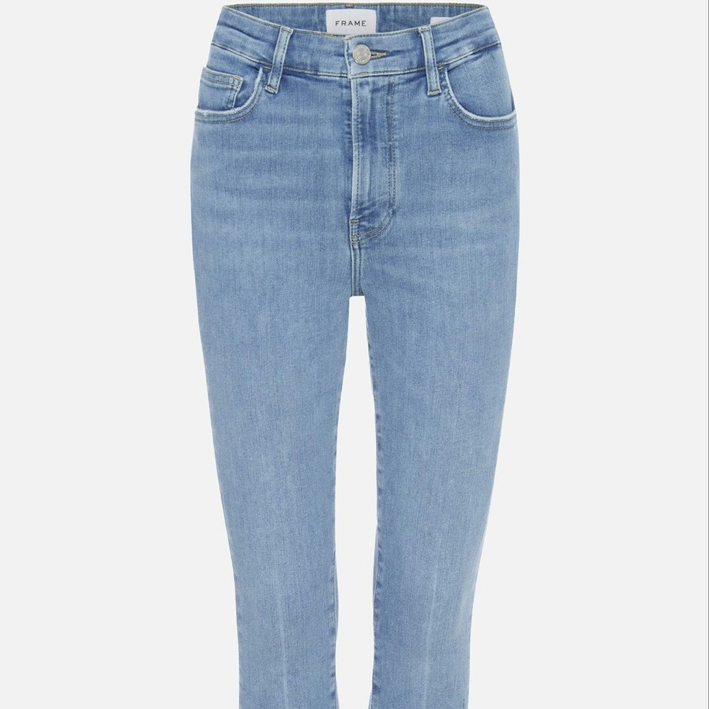 Frame brand skinny jeans.